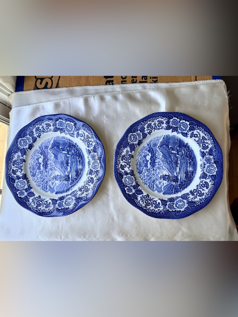 Two (2) Vintage Lochs of Scotland Royal Warwick England Blue & White Plates.....